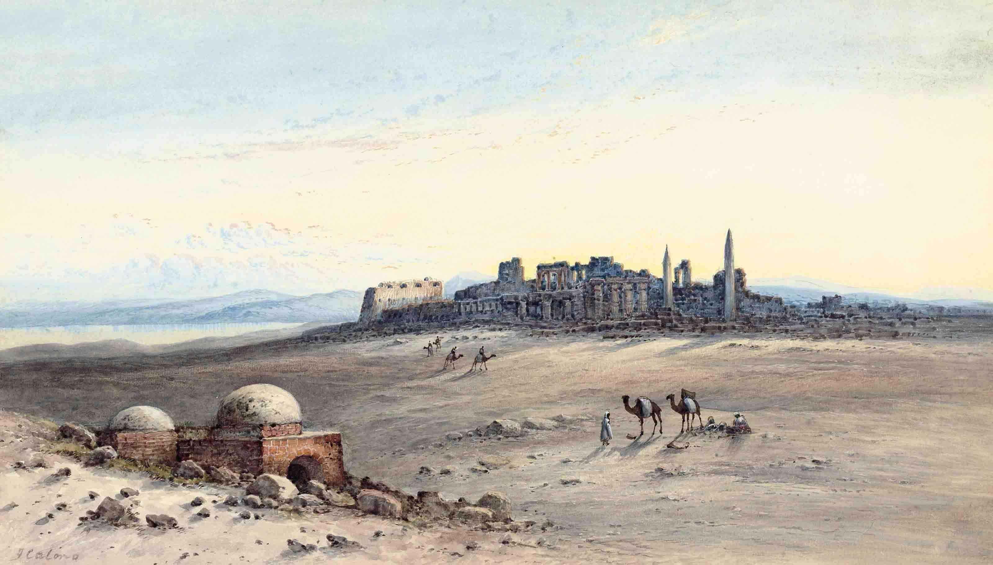 Frank Catano - Arabs at the ruins, dusk