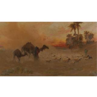 Frank Dean - British Sheepherders Returning At Sunset, Egypt