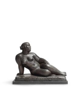 Frank Dobson RA - Reclining Nude Figure 50.8 cm. (20 in.) wide (excluding the slate base)