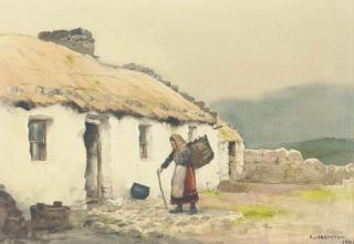 Frank Egginton, R.C.A. - Cottage and peat gatherer