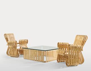 Frank Gehry - Pair of \'Power Play\' Armchairs and ‘Icing’ Coffee Table, designed 1991, executed 1994