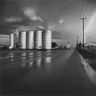 Frank Gohlke - Grain Elevator and Lightning Flash - Lamesa, Texas, 1975