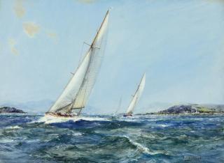 Frank Henry Mason, R.I., R.S.M.A. - Big-class yachts racing on the Clyde off Rothesay
