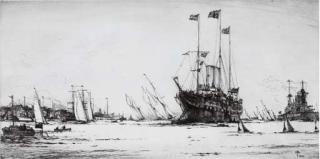 Frank Henry Mason R.I., R.S.M.A. - The Royal Yacht Victoria And Albert (Iii) Lying On Her Mooring At Cowes During The Regatta