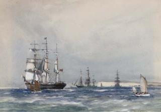 Frank Henry Mason, R.I. - Crowded Waters Off Dover