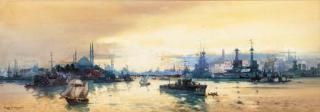 Frank Henry Mason - A British squadron anchored in the Bosphorous at Constantinople