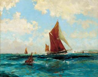 Frank Henry Mason - Coasting Barges Off The North Foreland