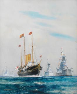 Frank Henry Mason - H.M.Y. Victoria and Albert at the Coronation Review of the Fleet, 1937
