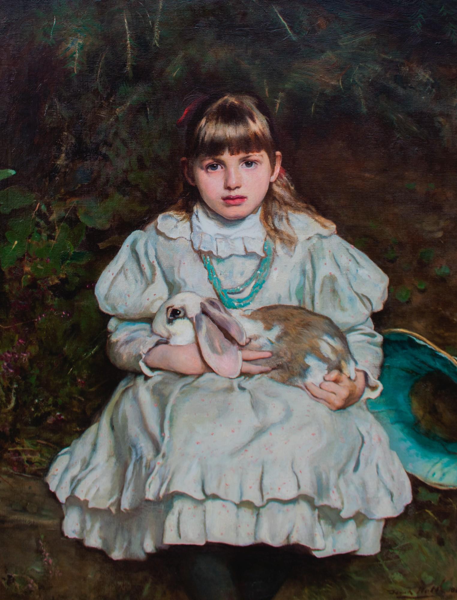 Frank Holl, R.A., A.R.W.S. - The Pet Rabbit