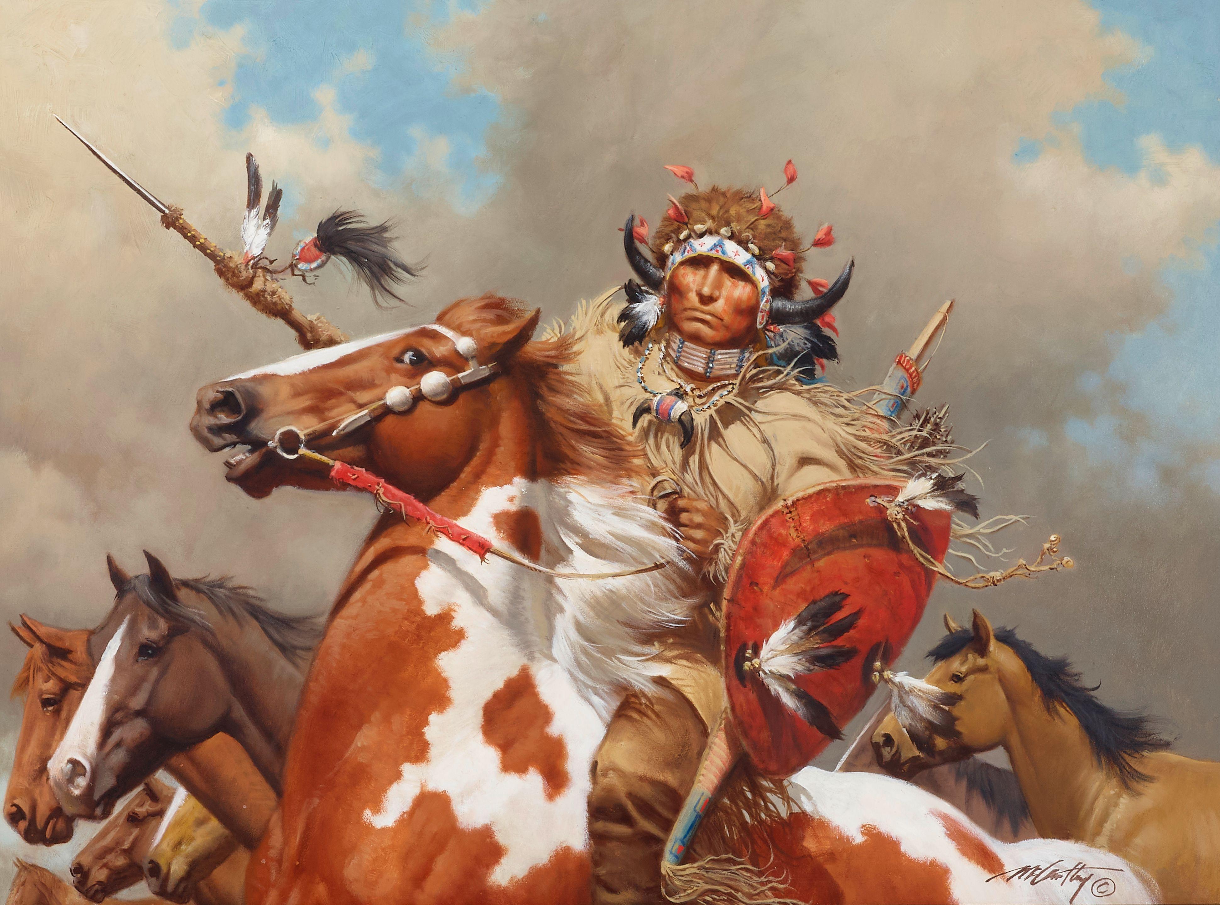 Frank Mccarthy - A Warrior\'s Wealth 18 x 24 in. framed 29 x 34 in.