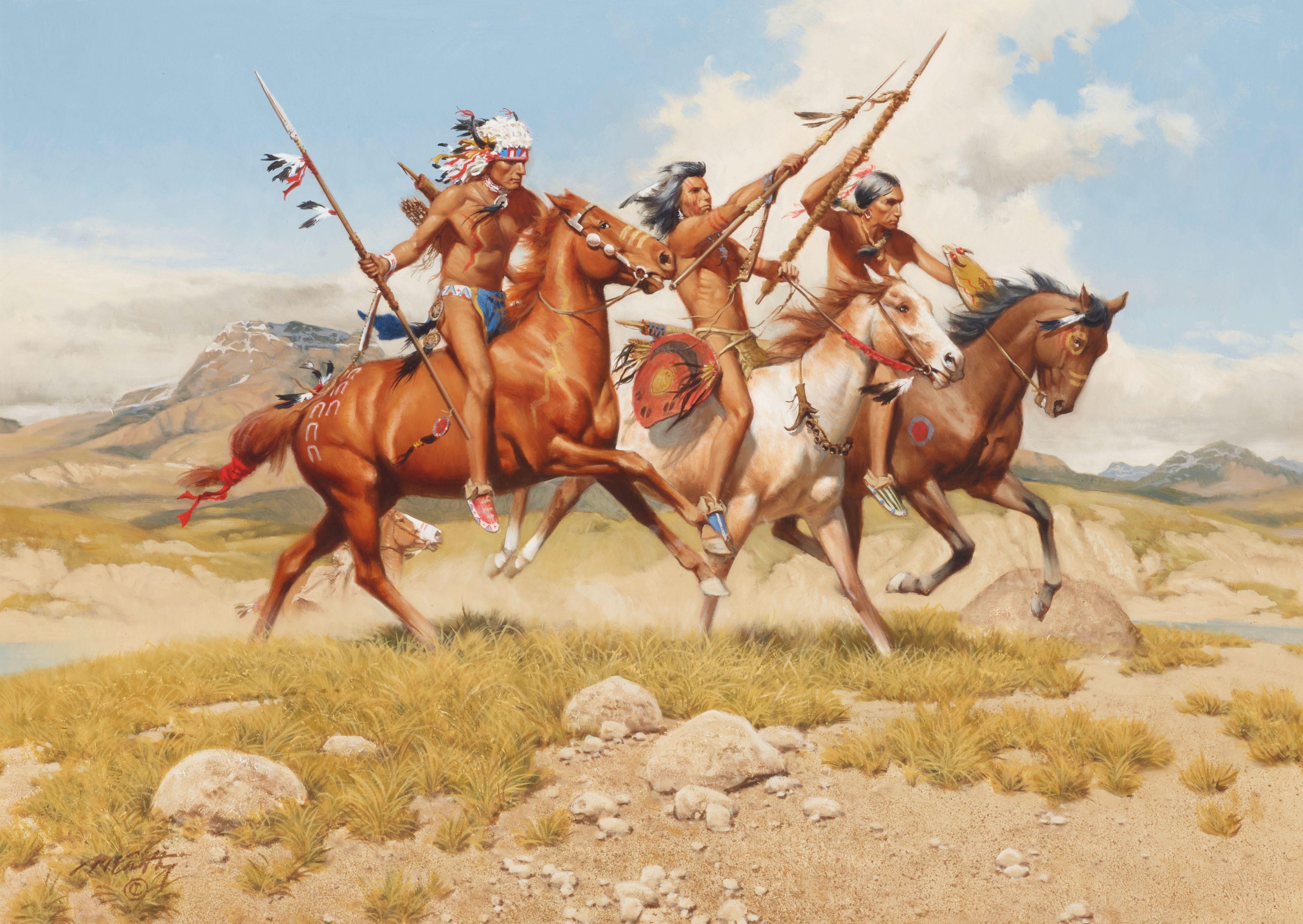 Frank McCarthy - Returning Warriors 20 x 28 in. framed 30 x 38 in.
