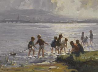 Frank Mckelvey, R.H.A., R.U.A. - Children On The Shore