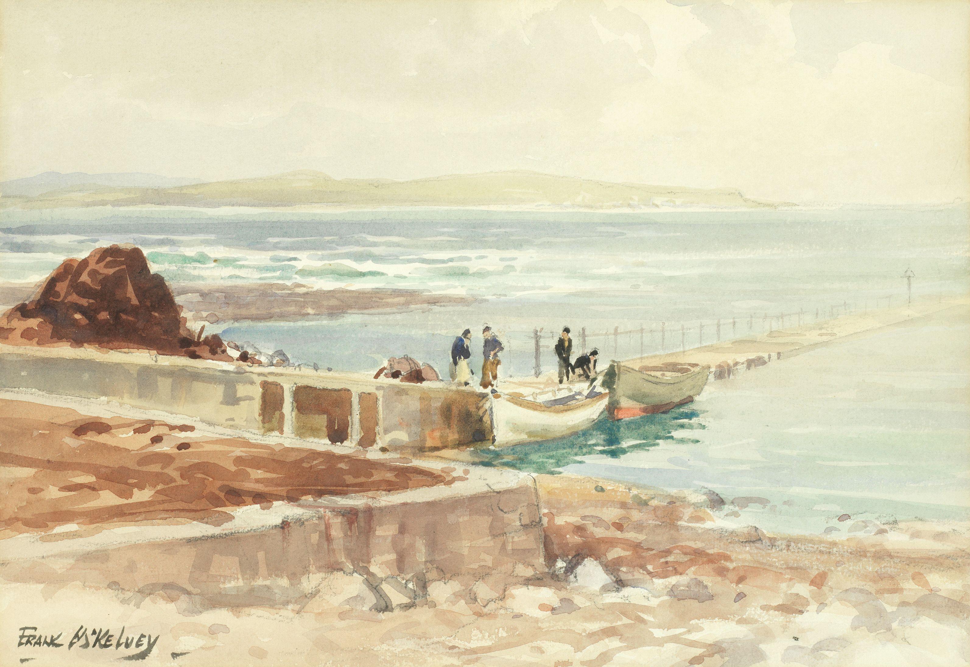 Frank Mckelvey R.H.A., R.U.A. - Figures On A Jetty