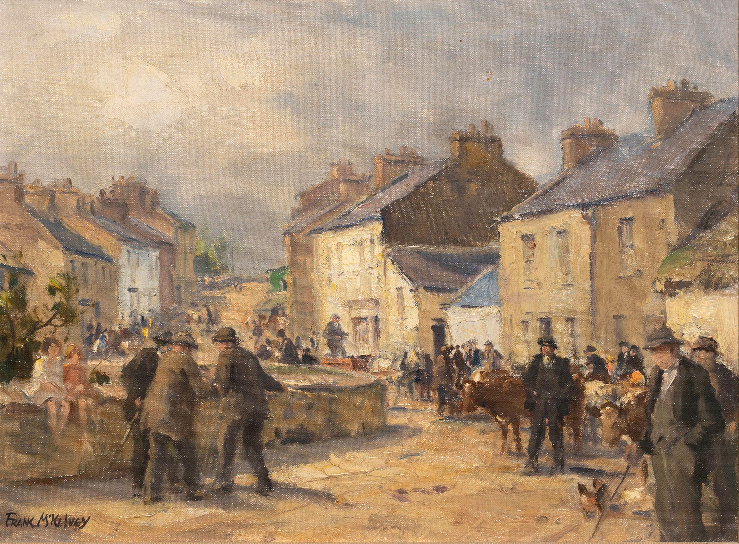 Frank McKelvey R.H.A., R.U.A. - Market Day 35.6 x 45.7 cm. (14 x 18 in.)