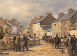 Frank McKelvey R.H.A., R.U.A. - Market Day 35.6 x 45.7 cm. (14 x 18 in.)