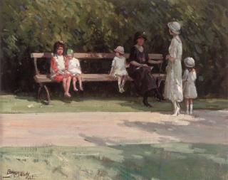 Frank Mckelvey, R.H.A., R.U.A. - The sunlit bench