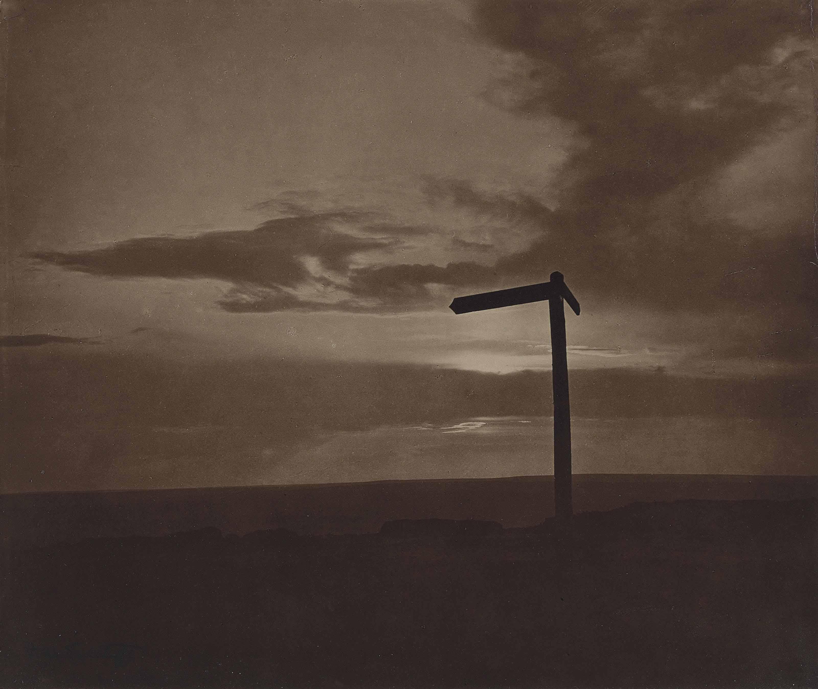 Frank Meadow Sutcliffe - Untitled (Signpost At Sunset), C. 1890