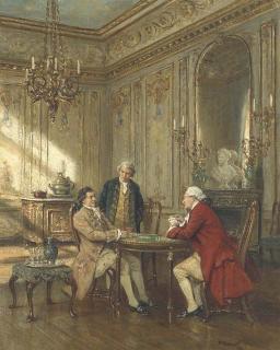 Frank Moss Bennett - Poker players in an interior