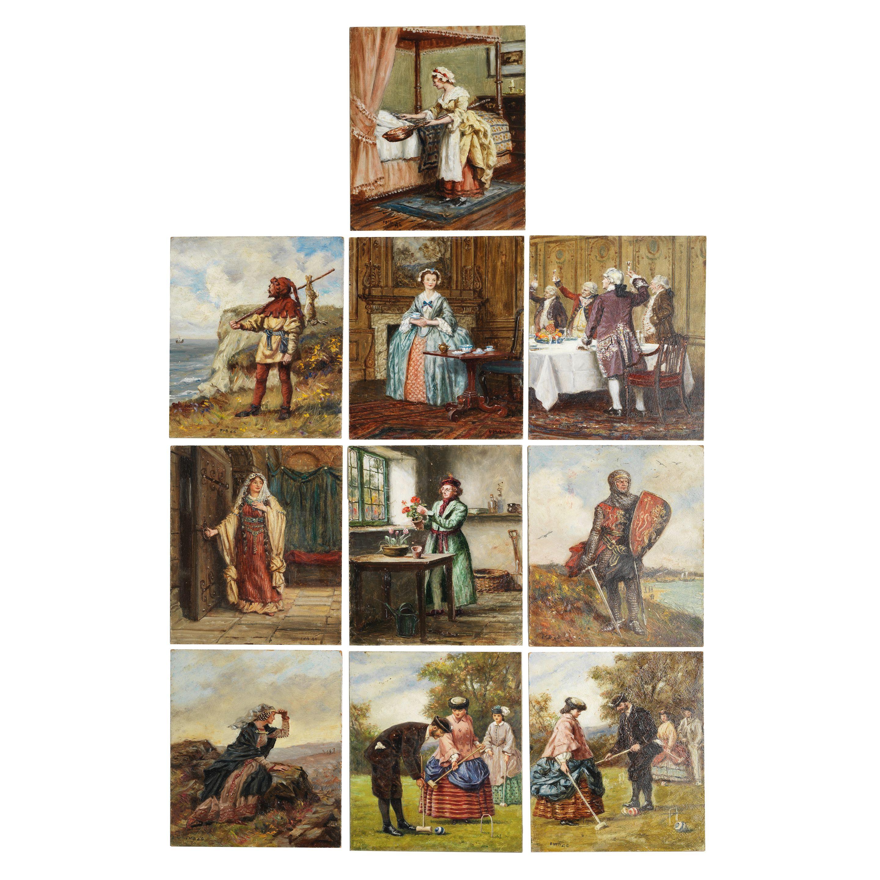 Frank Moss Bennett - Studies Of Figures In Period Dress 20.6 X 15.8Cm (8 1/8 X 6 1/4In). (10) All Unframed