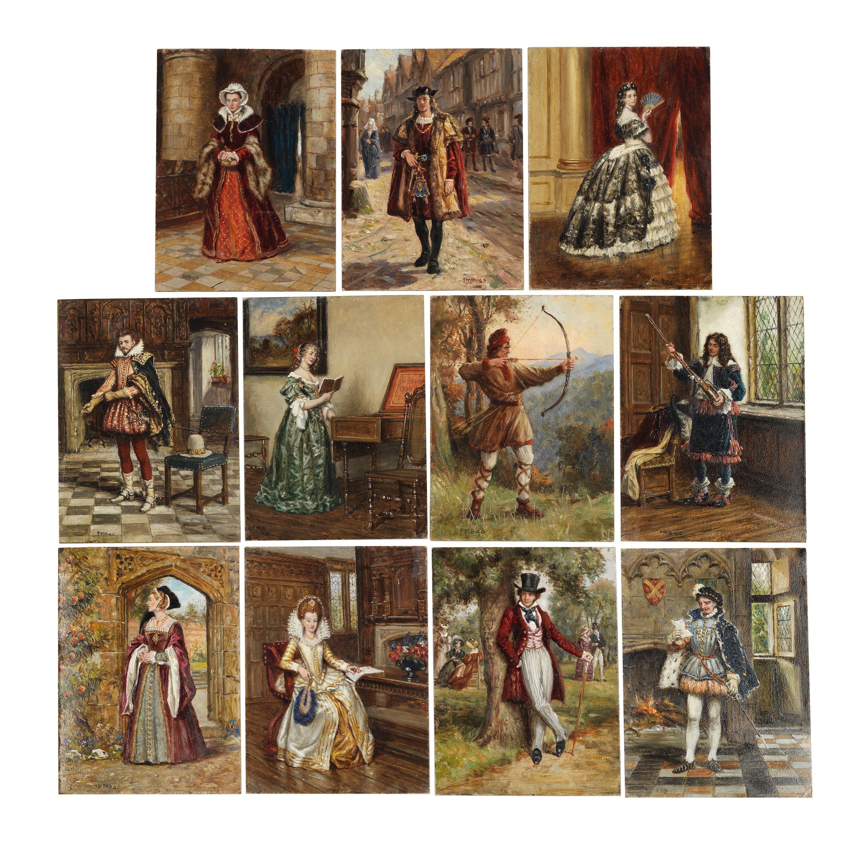 Frank Moss Bennett - Studies Of Figures In Period Dress 20.6 X 15.8Cm (8 1/8 X 6 1/4In). (11) All Unframed