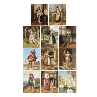 Frank Moss Bennett - Studies Of Figures In Period Dress 20.6 X 15.8Cm (8 1/8 X 6 1/4In). (11) All Unframed