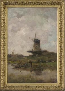 Frank Mura - Loading the boat, beside a windmill