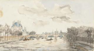 Frank Myers Boggs - Les quais, le Louvre et Notre Dame, Paris