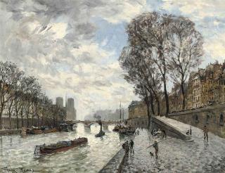 Frank Myers Boggs - On the Seine at the Pont St. Michel, Paris