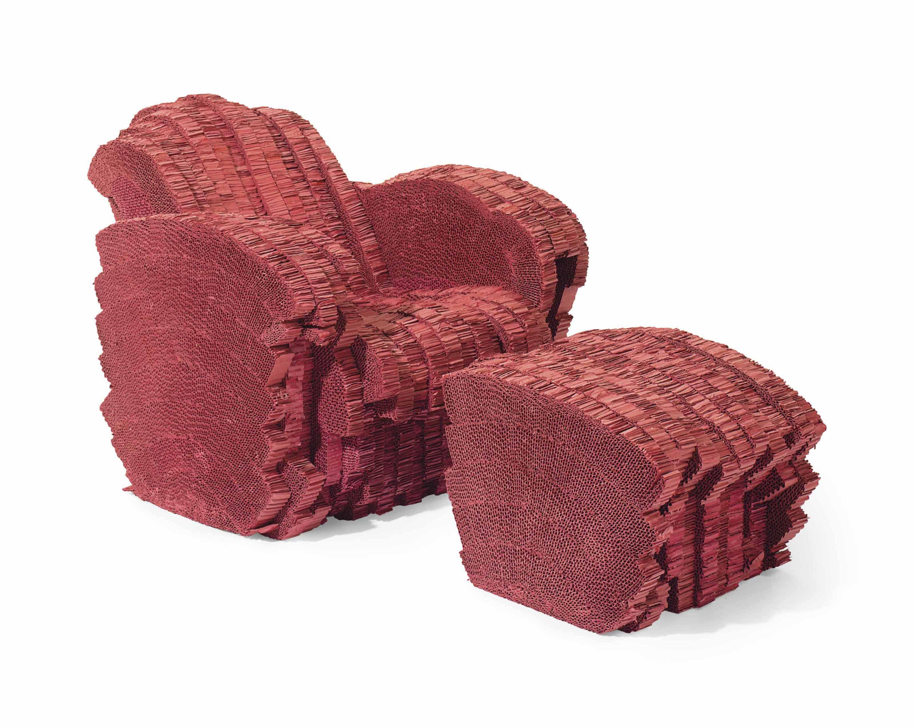 Frank Owen Gehry - Red Beaver\' Chair and Ottoman