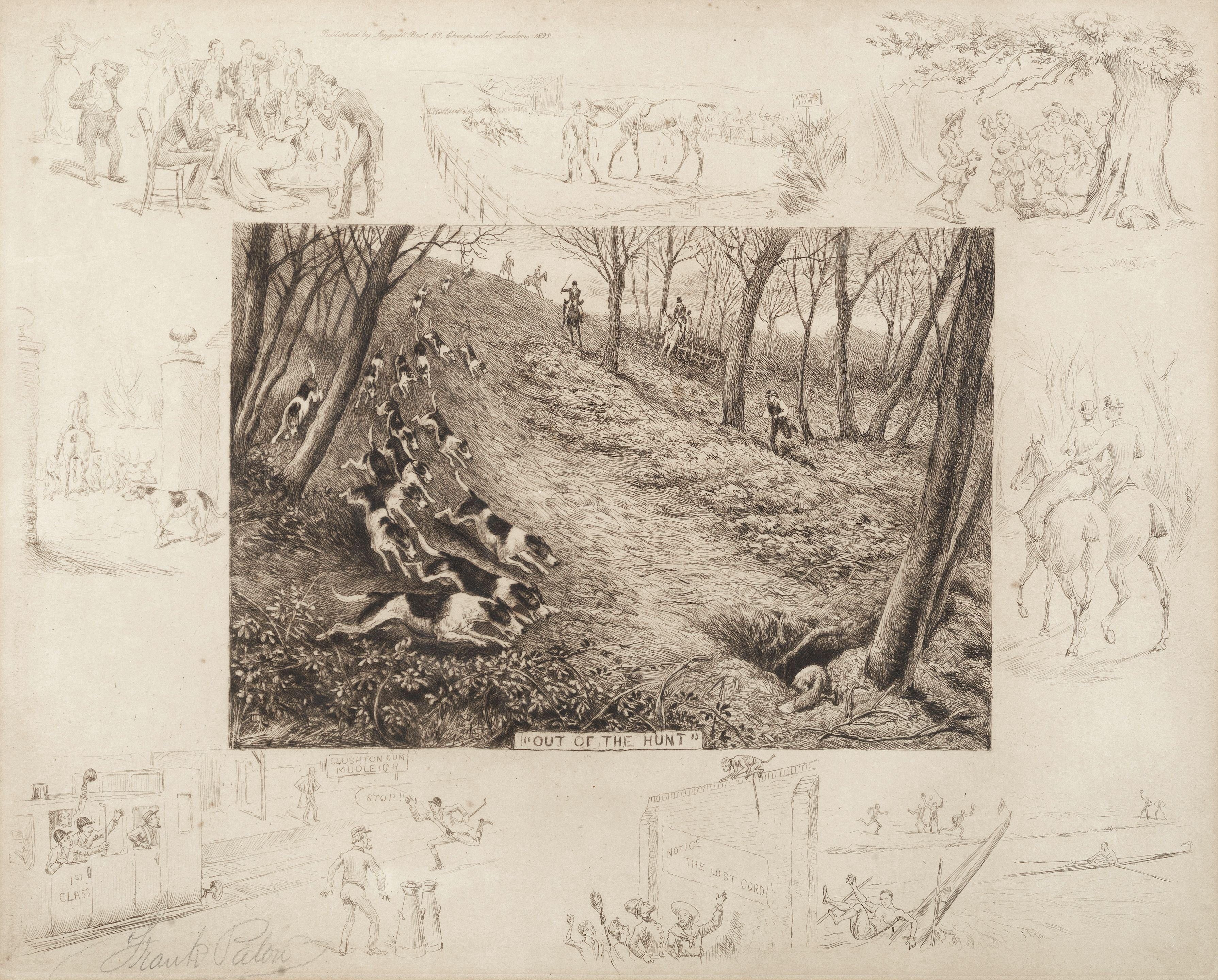 Frank Paton - A set of ten etchings complete with a focal subject and surrounded by smaller satirical and comic images in reference to the central title