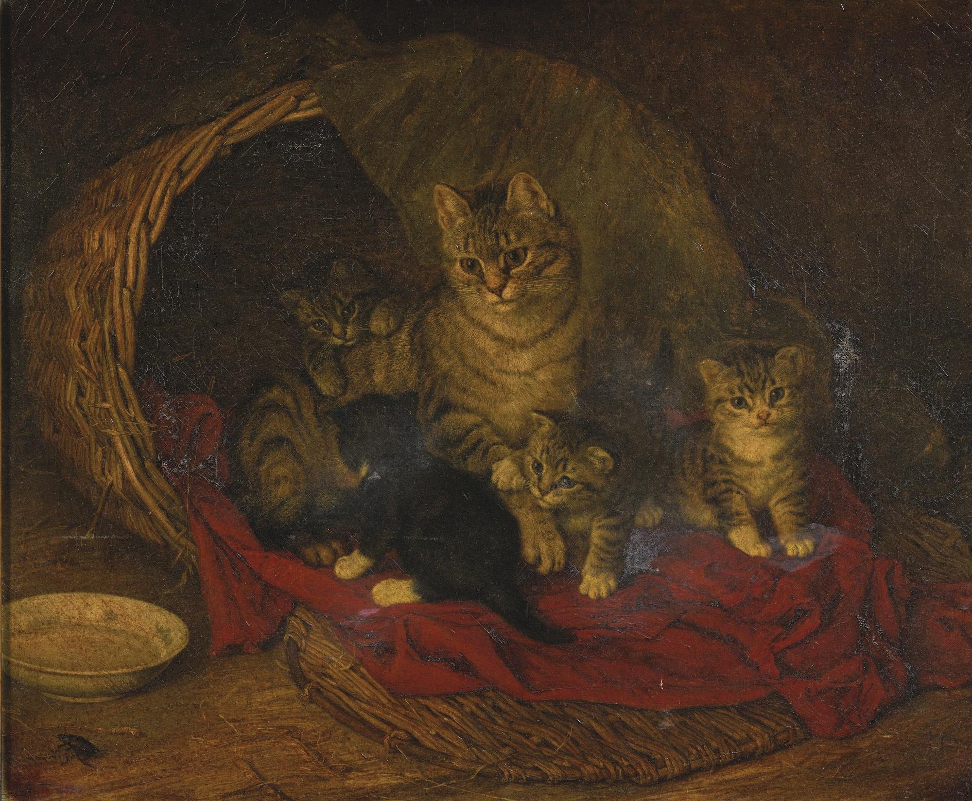 Frank Paton - Cat And Kittens