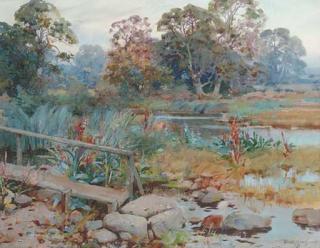 Frank Richards, R.B.A. - A Wooded River Landscape