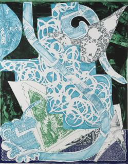 Frank Stella - Swan Engraving Blue Green Gray