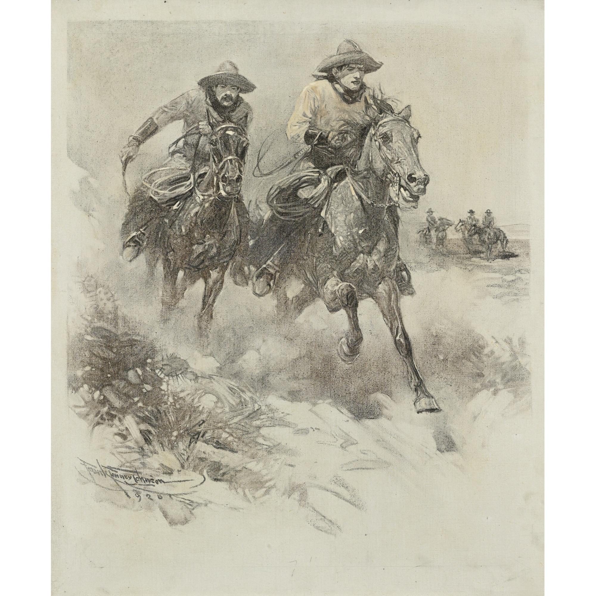 Frank Tenney Johnson - I Guess We Must Abin Three Feet Ahead With A Hundred Yards To Go.  Split Was Accusin\' An Spurrin\' An Whippin\'.