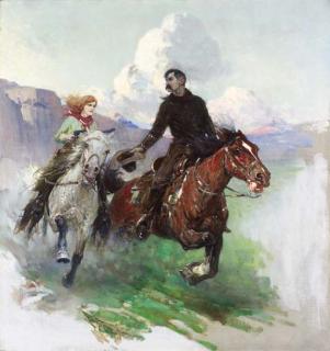 Frank Tenney Johnson - Riding Hard with Two Shooters