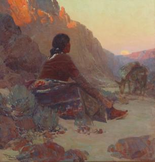 Frank Tenney Johnson - The Full Moon Rises 25 x 24 in. framed 31 1/2 x 30 in.