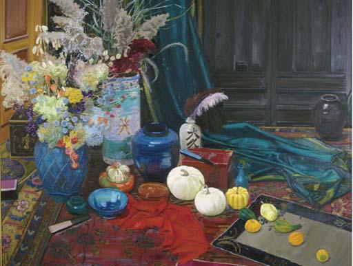 Frank Trefny - Interior With White Pumpkins
