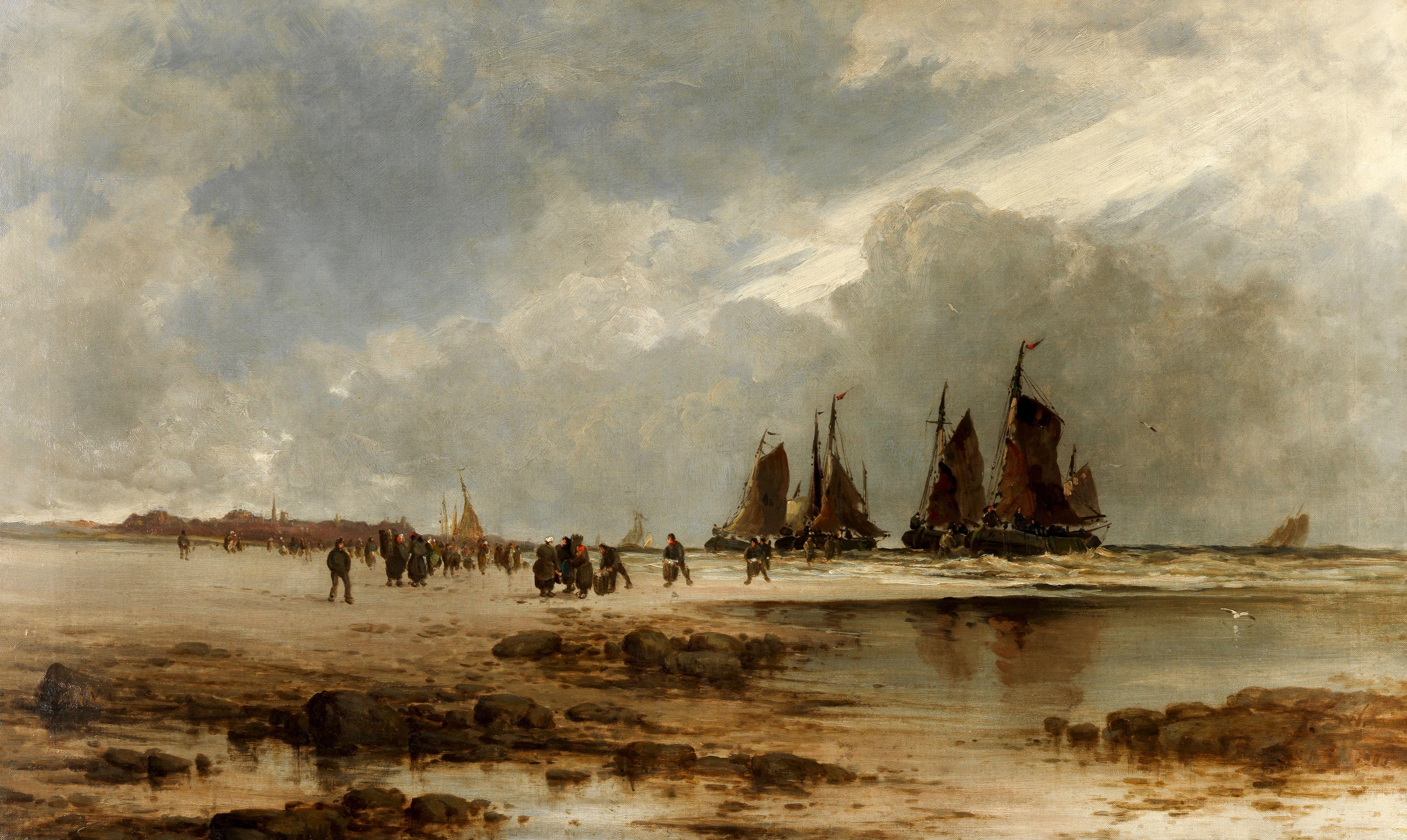 Frank Wasley - Fisherfolk on the shore