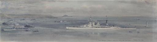 Frank Watson Wood - H.M.S. Renown arriving at Plymouth Sound, 20th June, 1922