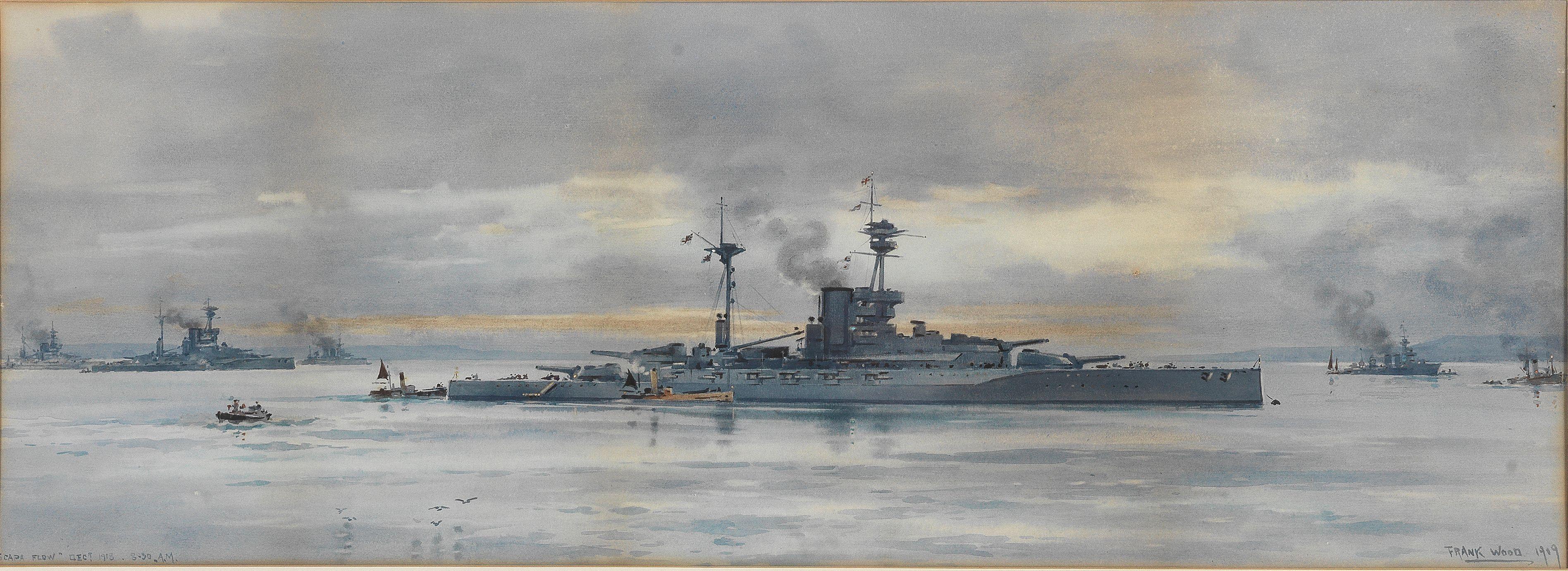 Frank Watson Wood - H.M.S. Revenge at Scapa Flow, December 1918