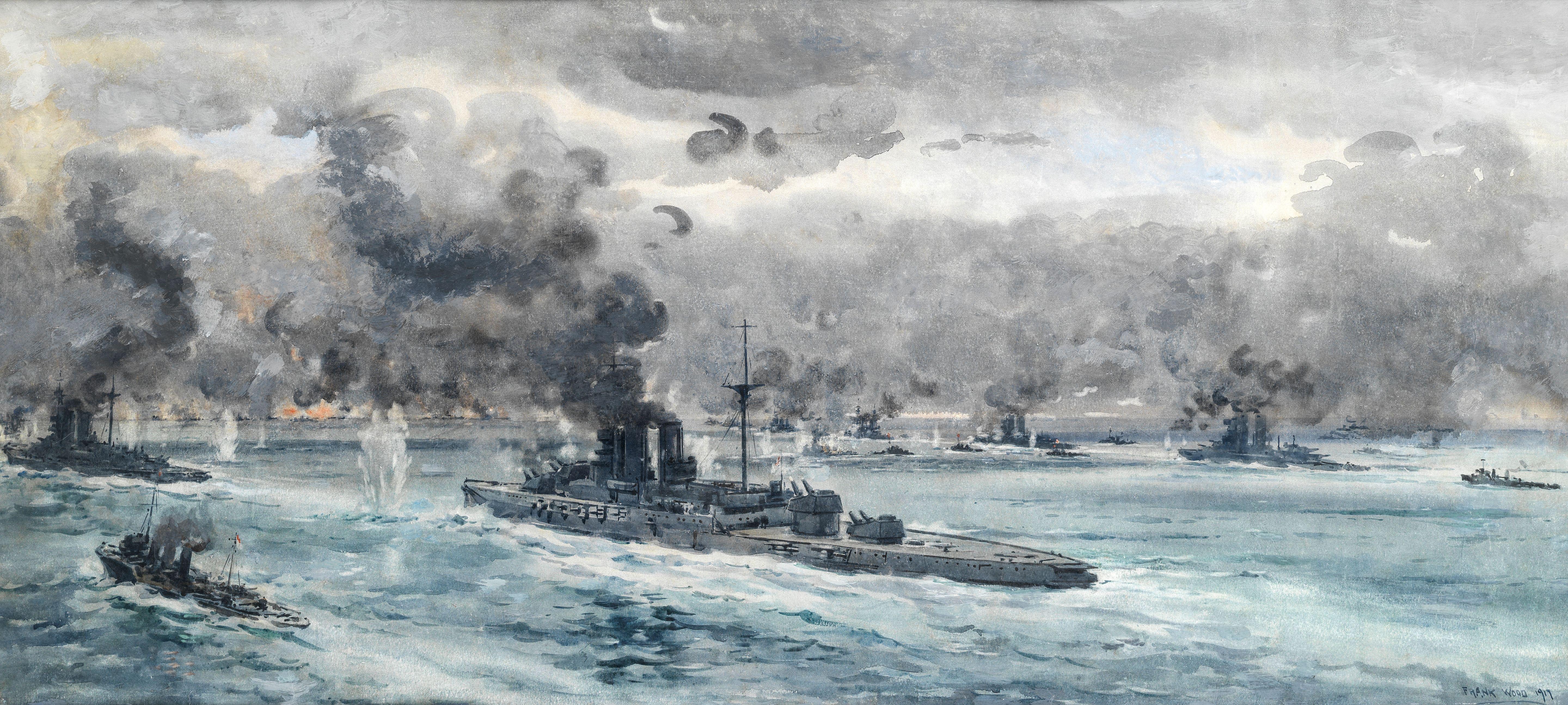 Frank Watson Wood - The Battle of Jutland; the height of the action in the early evening of 31st May, 1916