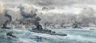 Frank Watson Wood - The Battle of Jutland; the height of the action in the early evening of 31st May, 1916