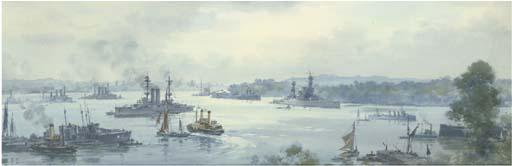 Frank Watson Wood - View of Hamoaze, from Wearde Quay, near Saltash