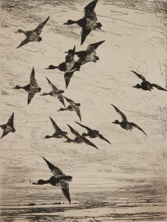 Frank Weston Benson - High Flying Ducks signed \'FrankWBenson.\' in pencil (lower left) 7 7/8 x 6 in.