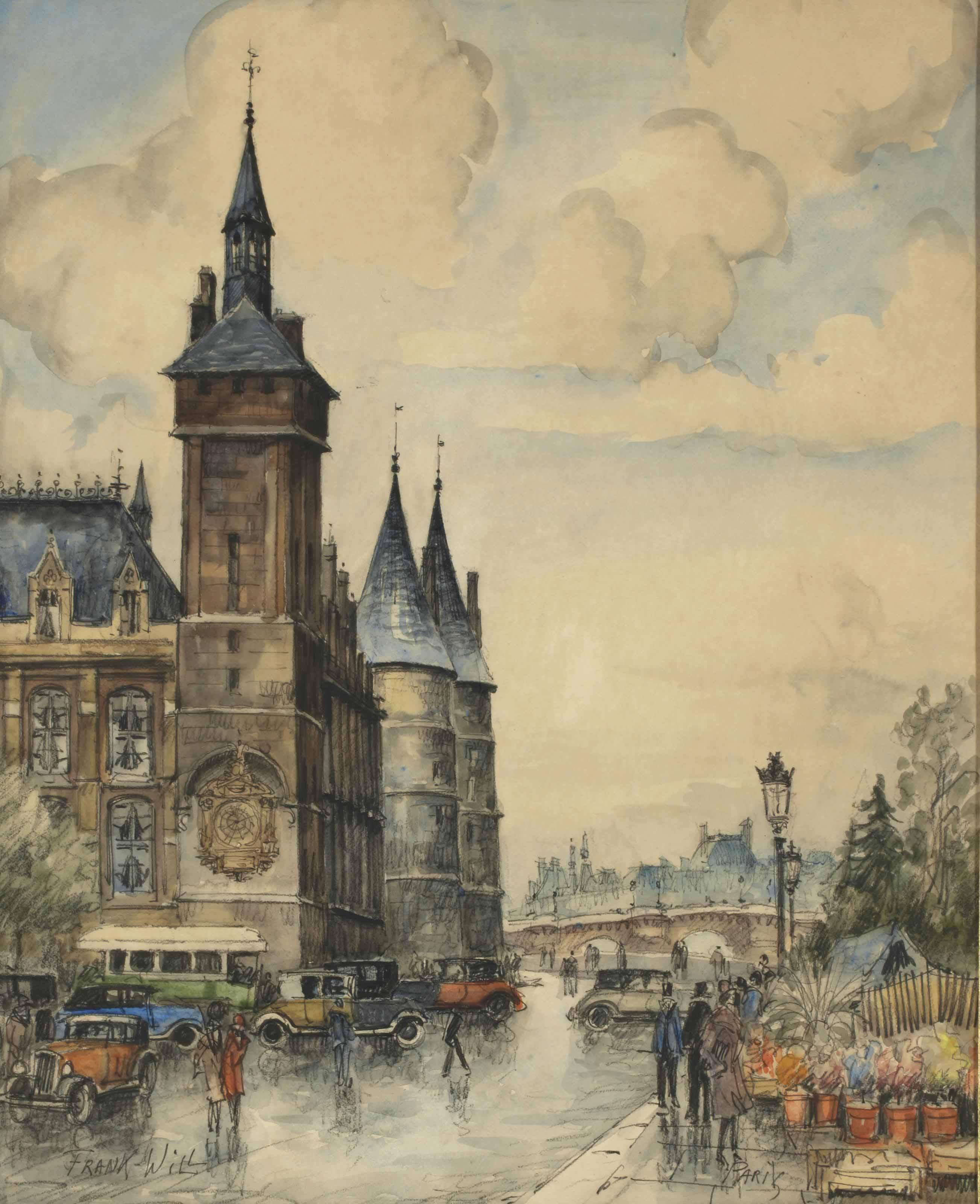 Frank Will - Promeneurs sur les quais près de la Conciergerie à Paris