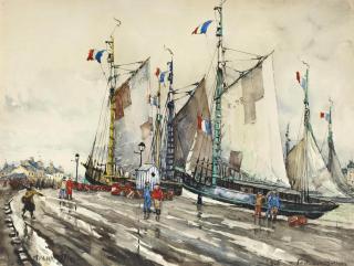 Frank Will - Voiliers Sur Les Quais De Port-En-Bessin