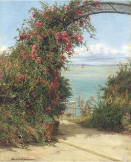 Frank William Warwick Topham, R.I., R.O.I. - A Garden By The Sea