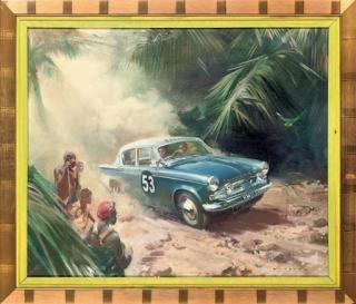 Frank Wootton - A blue Hillman Minx in the East African Rally