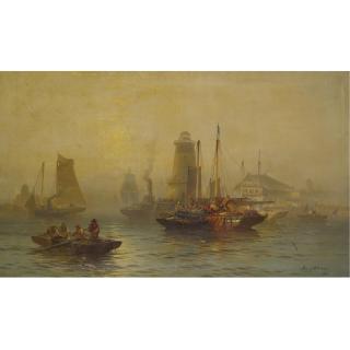 Franklin D. Briscoe - Fishing Boats In A Calm, Coast Of Maine 