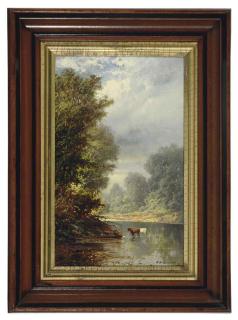 Franklin Dullin Briscoe - Canoeing on the river by moonlight; and a companion painting
